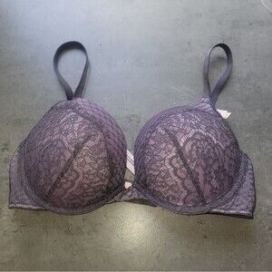 Victorias Secret Push Up Dream Angels Lace Purple Underwire Bra 32D